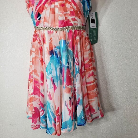 As U Wish Love Reign Strapless Floral Dress Size 5 With Rhinestone Waistband - Picture 12 of 14